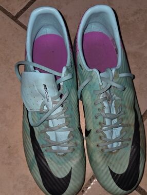 Nike Mercurial Women’s Soccer Cleats in Light Aqua with Black Swoosh